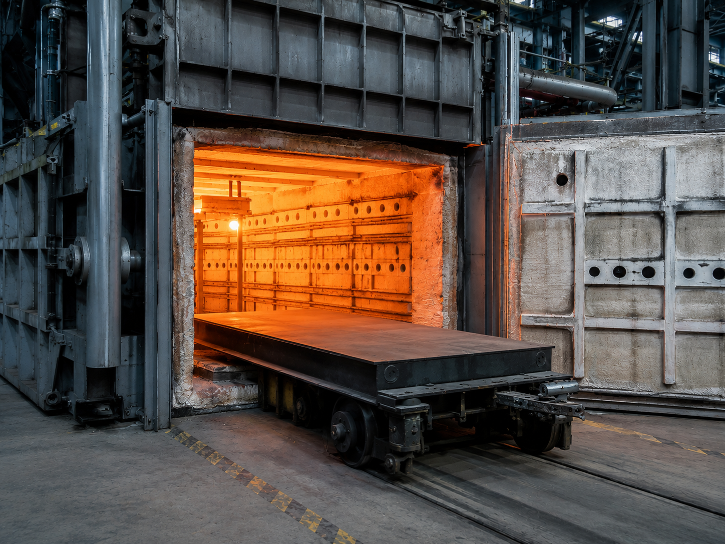 Forno industriale per metallurgia e siderurgia con carrello di carico